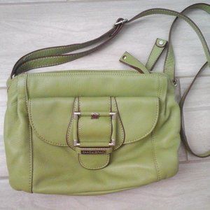 Isaac Mizrahi Lime Green Leather Crossbody Handbag.   Size 6x10.5x3
